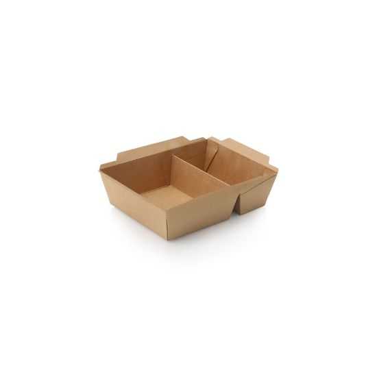 Picture of Brown Kraft Meal Box 2 Comp & Pet Lid Combo (25)